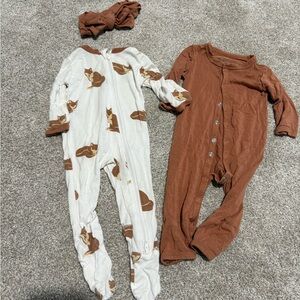 Kyte Baby Footie & Romper Bundle - including bow - Newborn & 0-3 - Spice & Fox